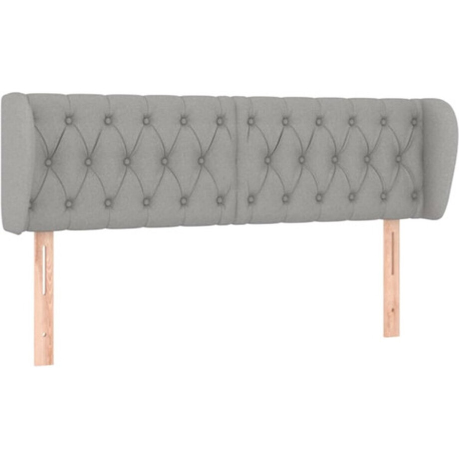 vidaXL - Hoofdbord - met - randen - 163x23x78/88 - cm - stof - lichtgrijs afbeelding 1