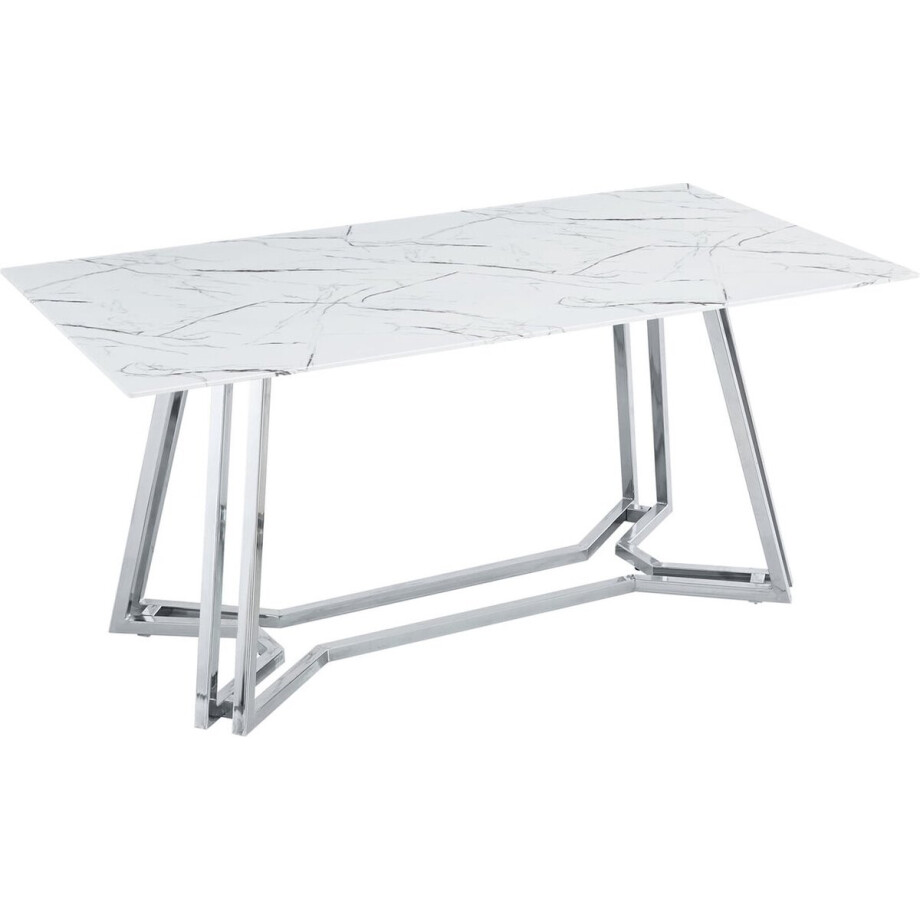 Eetkamertafel Lars Wit - Metaal - Rechthoek - 90x160cm - Hoogte 76 cm afbeelding 1