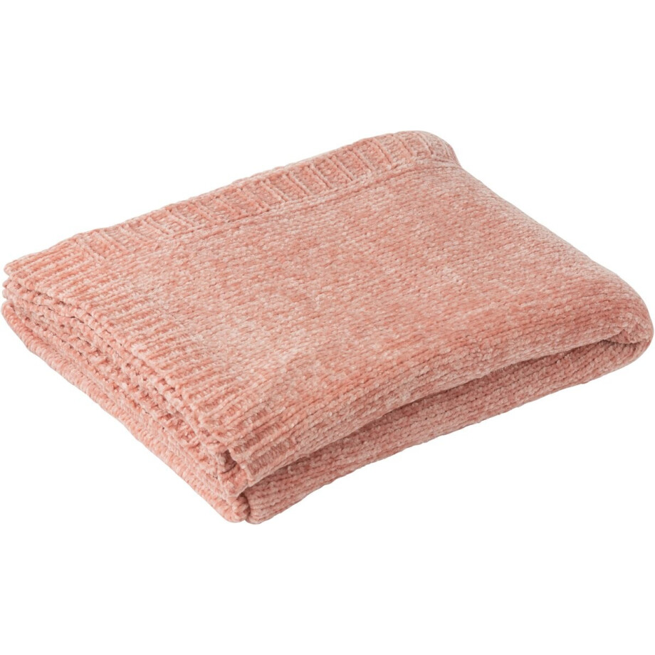 J-Line deken Chenille - polyester - roze J-Line deken Chenille - polyester - roze afbeelding 1