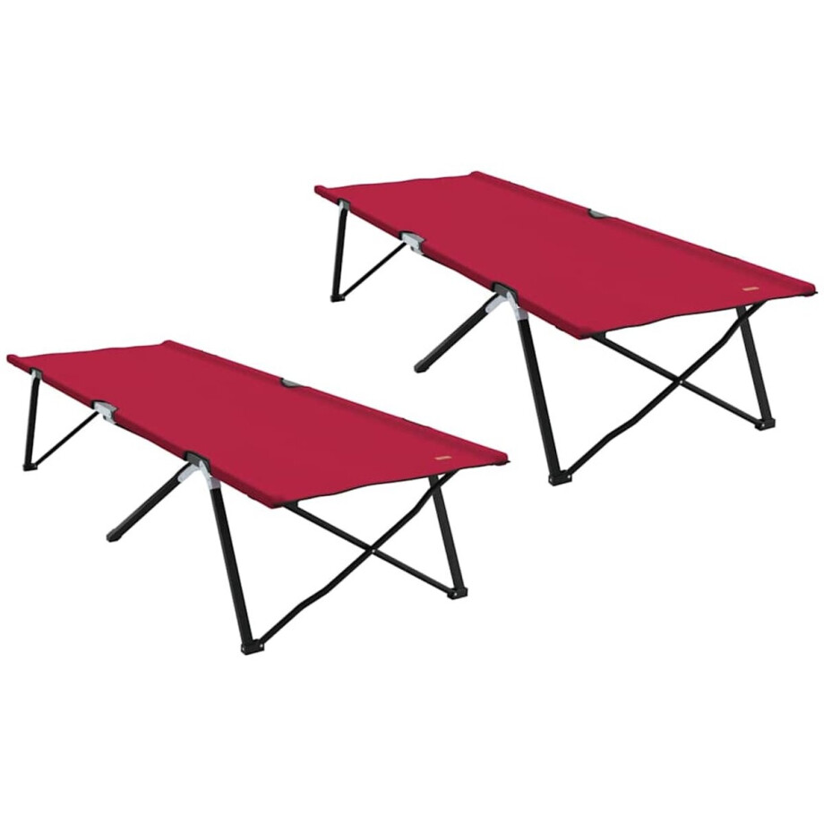 vidaXL - Opvouwbaar - Campingbed - 2 - pcs - Rood - 206 - x - 76 - x - 74 - cm afbeelding 1