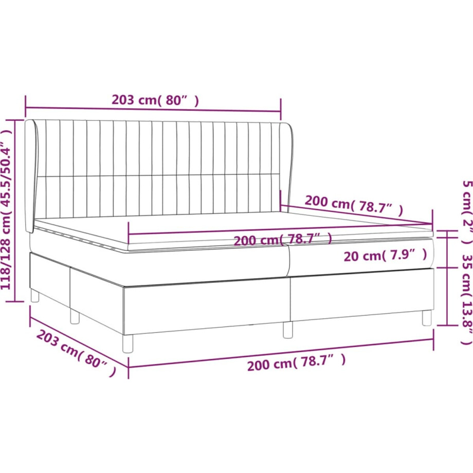 vidaXL - Boxspring - met - matras - stof - blauw - 200x200 - cm vidaXL - Boxspring - met - matras - stof - blauw - 200x200 - cm afbeelding 1