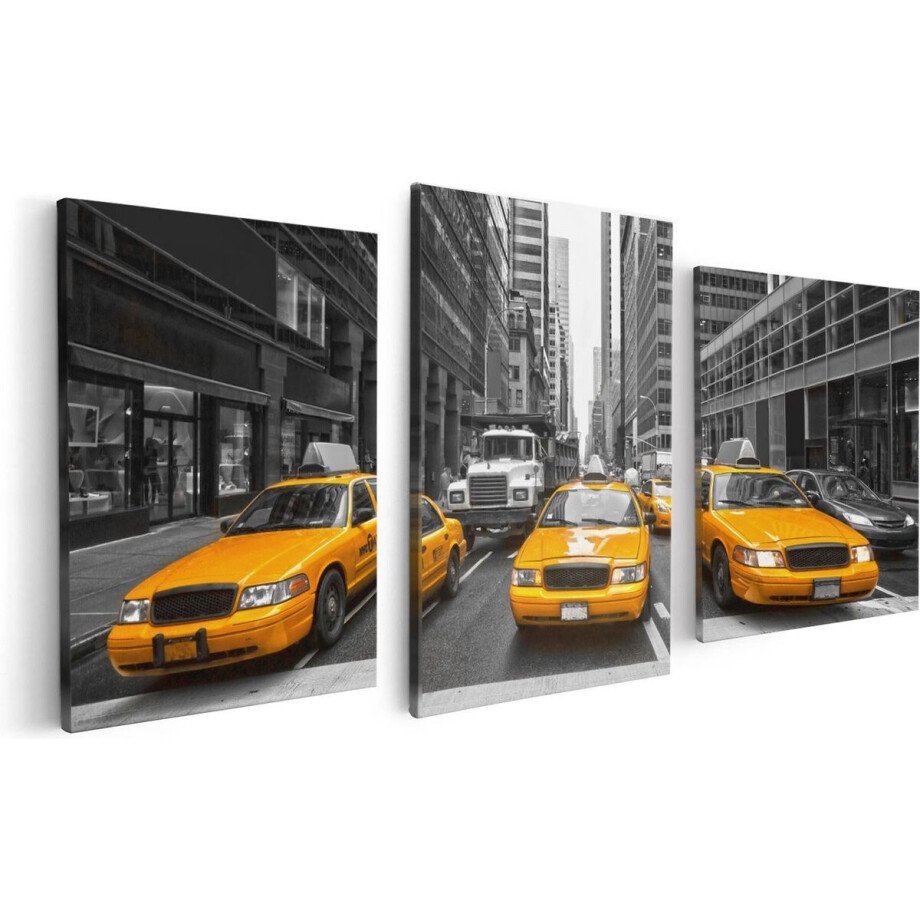 Artaza Canvas Schilderij Drieluik New York Gele Taxi's - Zwart Wit - 120x60 - Foto Op Canvas - Canvas Print Artaza Canvas Schilderij Drieluik New York Gele Taxi's - Zwart Wit - 120x60 - Foto Op Canvas - Canvas Print afbeelding 1