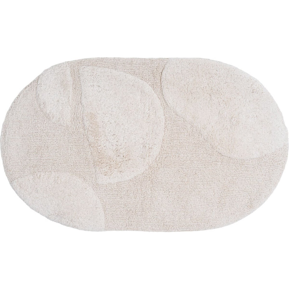 Badmat Boaz - Creme Ovaal 50 x 80 cm - Katoenen Badmat met Organisch Patroon Badmat Boaz - Creme Ovaal 50 x 80 cm - Katoenen Badmat met Organisch Patroon afbeelding 1