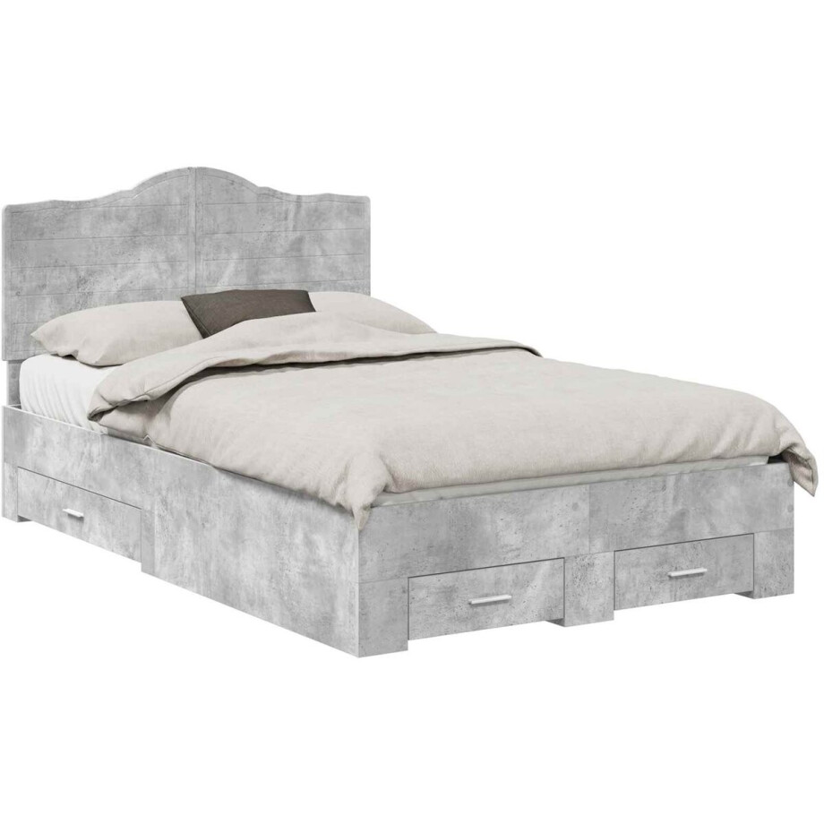 vidaXL - Bedframe - met - lade - Beton - Grijs - 120 - x - 190 - cm - Bewerkt - hout vidaXL - Bedframe - met - lade - Beton - Grijs - 120 - x - 190 - cm - Bewerkt - hout afbeelding 1