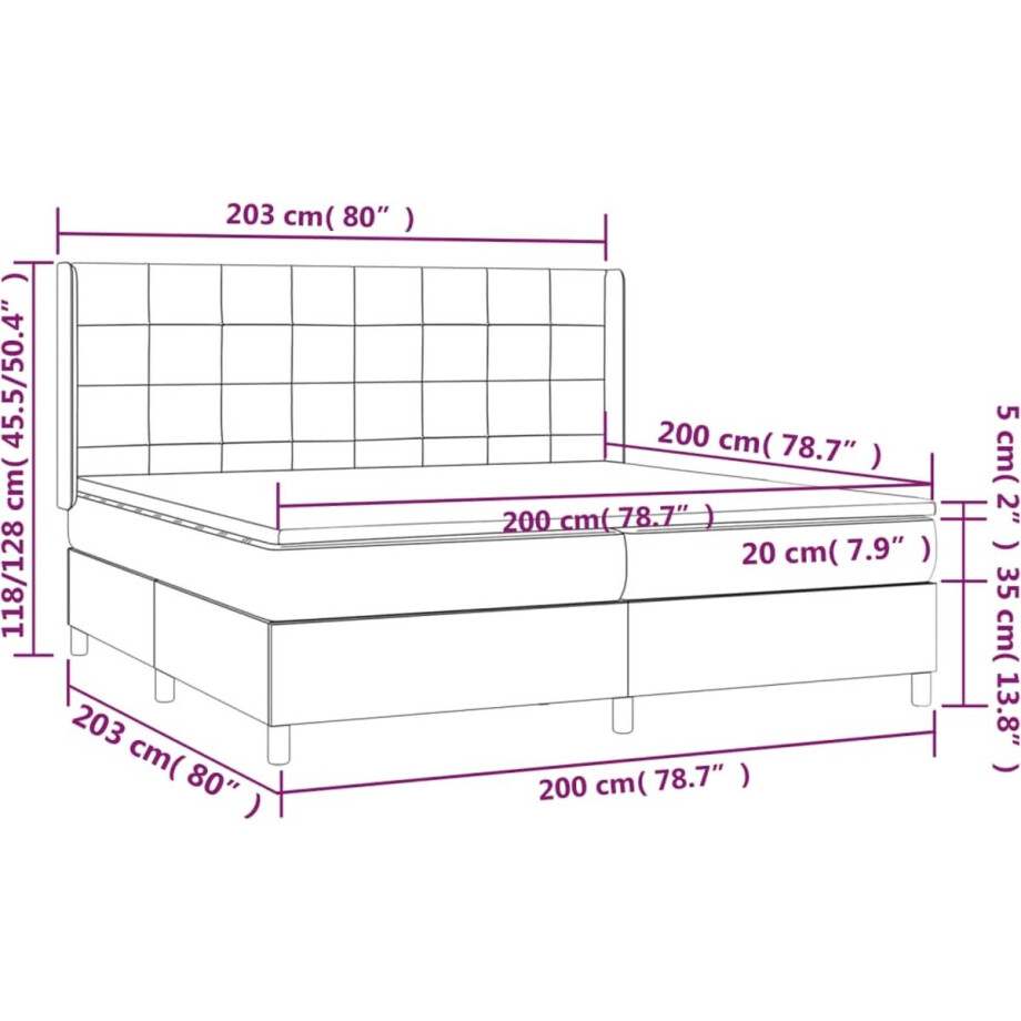 vidaXL - Boxspring - met - matras - stof - zwart - 200x200 - cm vidaXL - Boxspring - met - matras - stof - zwart - 200x200 - cm afbeelding 1