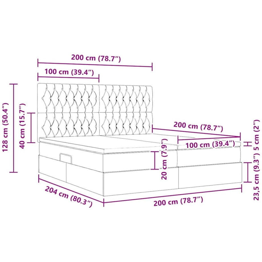 vidaXL - Opbergbed - met - hoofdeinde - Blauw - 200 - x - 200 - cm - Kunstleer afbeelding 1
