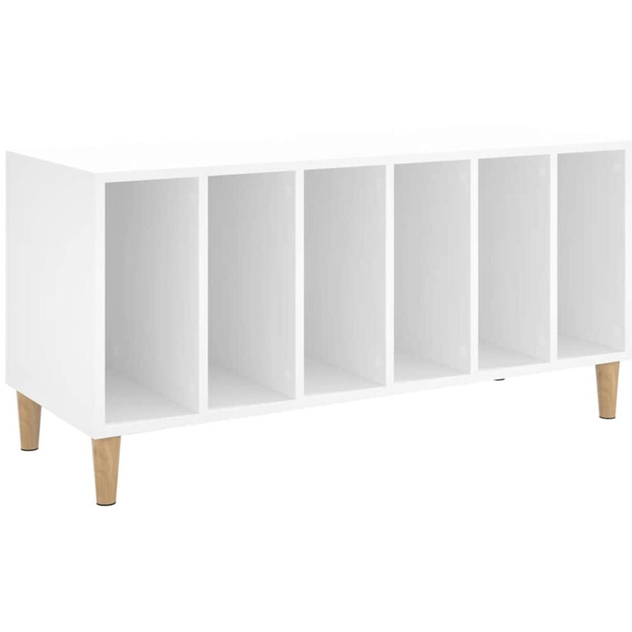 vidaXL - Platenkast - 100x38x48 - cm - bewerkt - hout - wit vidaXL - Platenkast - 100x38x48 - cm - bewerkt - hout - wit afbeelding 1