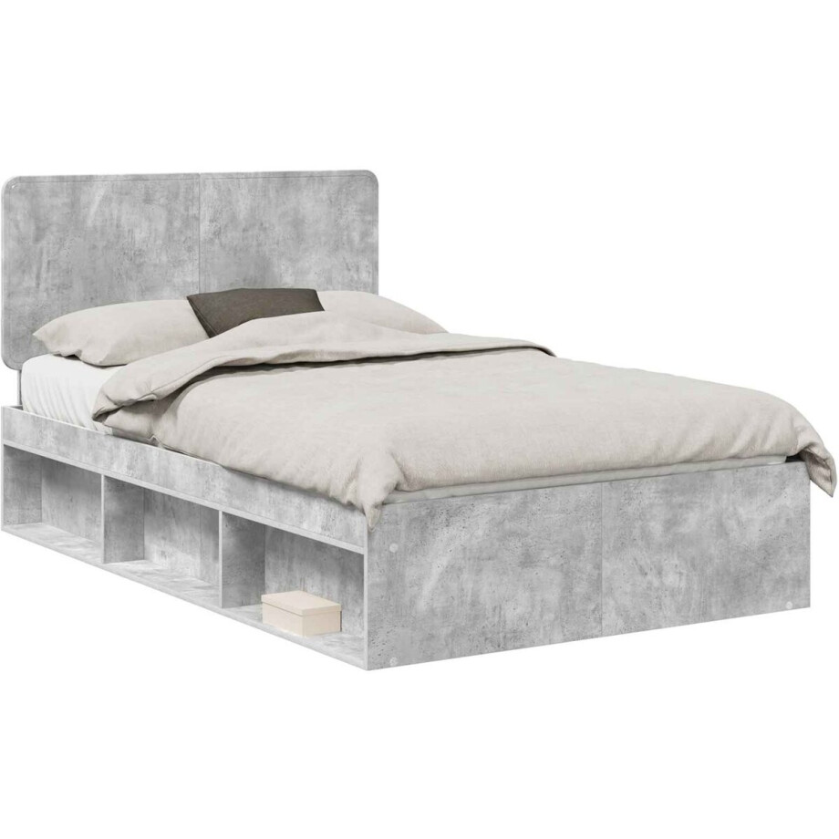 vidaXL - Bedframe - Betonnen - Grijs - 135 - x - 190 - cm - Massief - grenenhout vidaXL - Bedframe - Betonnen - Grijs - 135 - x - 190 - cm - Massief - grenenhout afbeelding 1