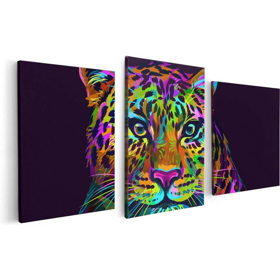 Artaza Canvas Schilderij Drieluik Kleurrijke Luipaard - Abstract - 120x60 - Foto Op Canvas - Canvas Print Artaza Canvas Schilderij Drieluik Kleurrijke Luipaard - Abstract - 120x60 - Foto Op Canvas - Canvas Print afbeelding 1