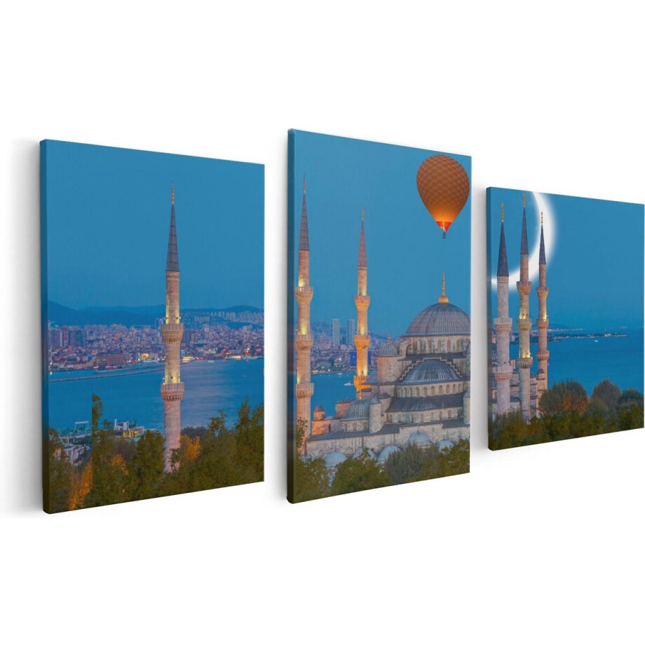 Artaza Canvas Schilderij Drieluik Sultan Ahmetmoskee In Istanbul - 120x60 - Foto Op Canvas - Canvas Print afbeelding 1