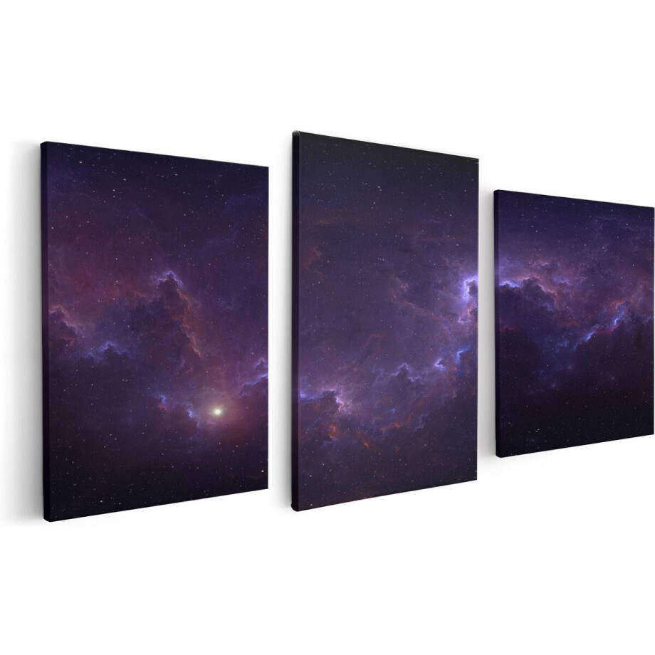 Artaza Canvas Schilderij Drieluik Ruimte - Heelal - 120x60 - Foto Op Canvas - Canvas Print afbeelding 1