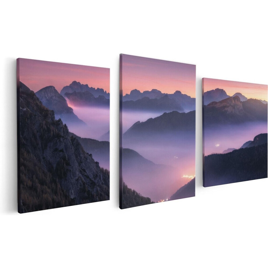 Artaza Canvas Schilderij Drieluik Bergen Landschap In Italië Tijdens Zonsondergang - 120x60 - Foto Op Canvas - Canvas Print Artaza Canvas Schilderij Drieluik Bergen Landschap In Italië Tijdens Zonsondergang - 120x60 - Foto Op Canvas - Canvas Print afbeelding 1