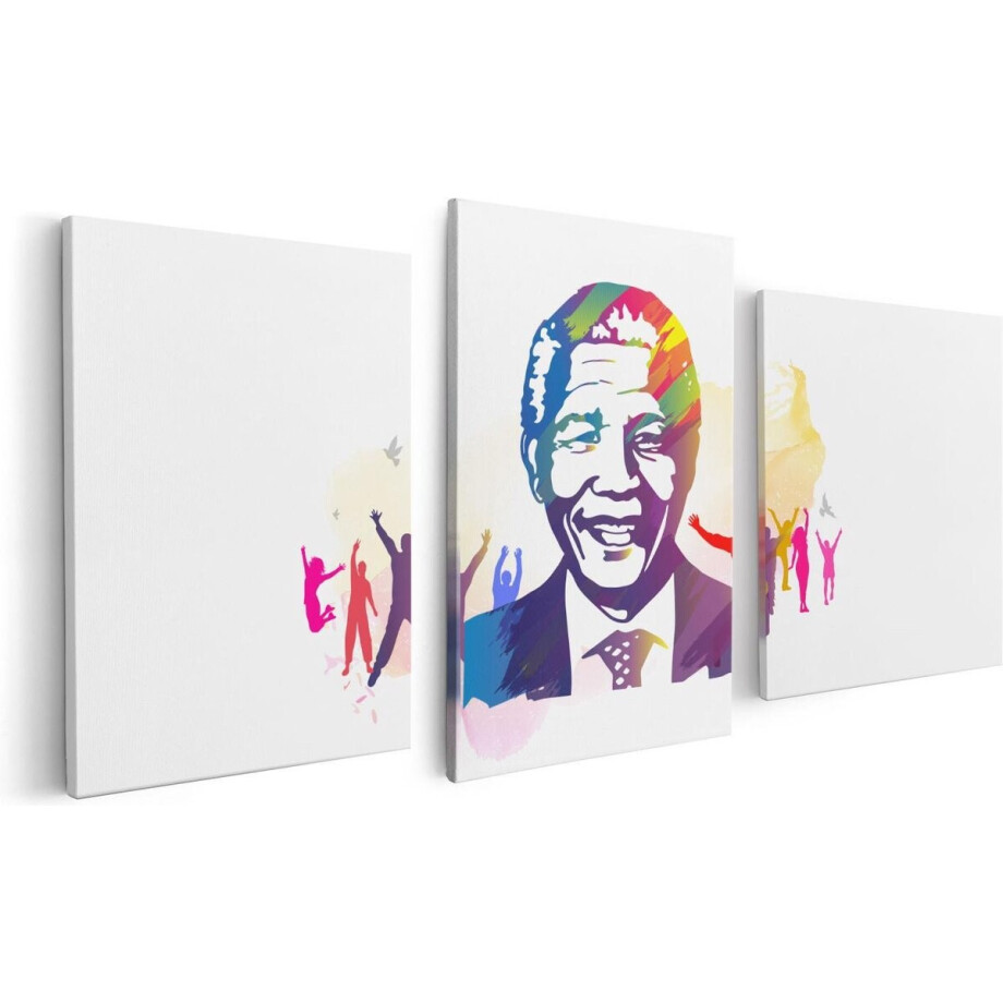 Artaza Canvas Schilderij Drieluik Nelson Mandela - 120x60 - Foto Op Canvas - Canvas Print Artaza Canvas Schilderij Drieluik Nelson Mandela - 120x60 - Foto Op Canvas - Canvas Print afbeelding 1