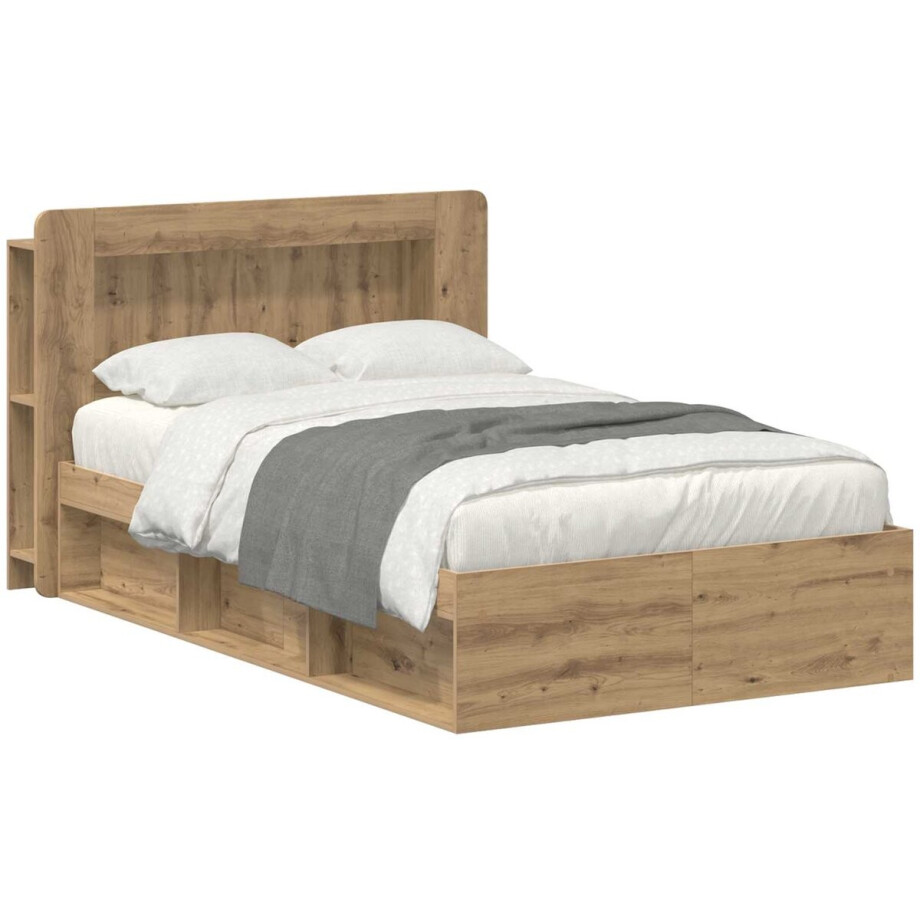 vidaXL - Bedombouw - met - opslag - Artisanaal - eiken - 120 - x - 190 - cm - Bewerkt - hout vidaXL - Bedombouw - met - opslag - Artisanaal - eiken - 120 - x - 190 - cm - Bewerkt - hout afbeelding 1