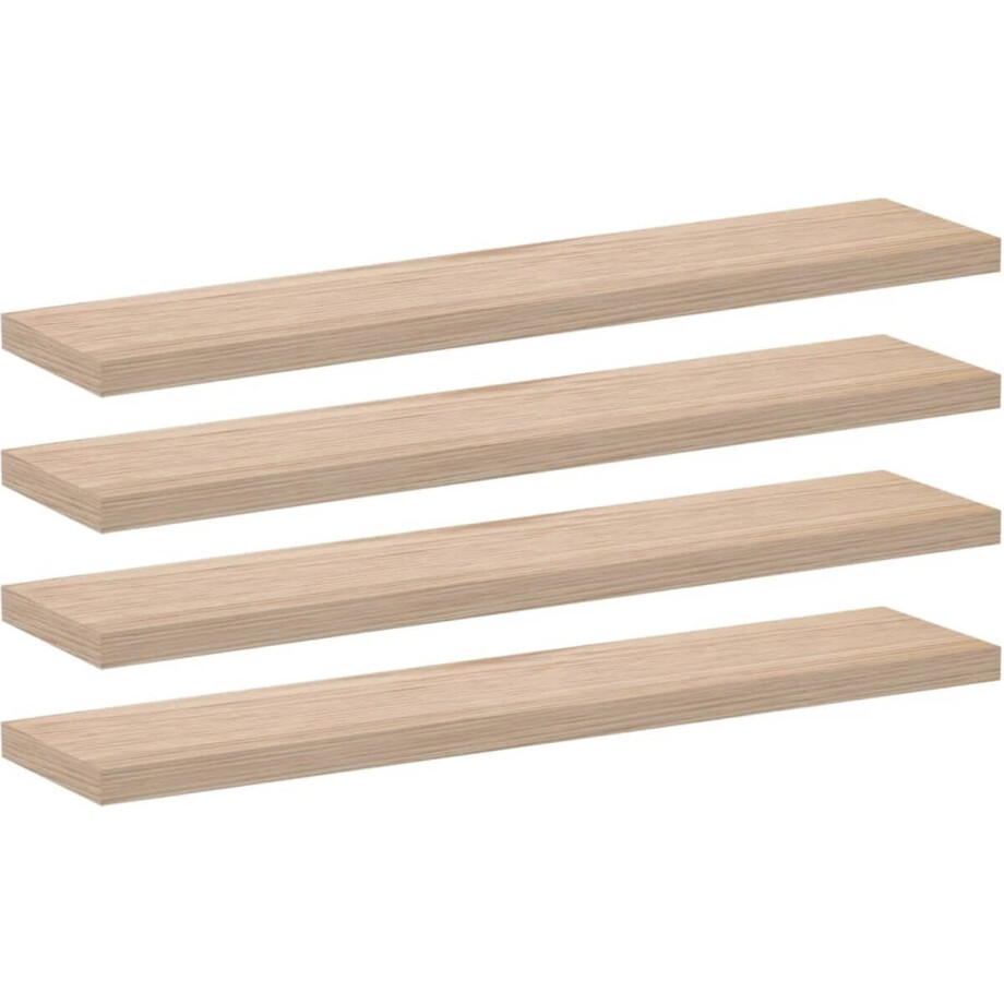 vidaXL - Wandschapppen - 4 - st - 110x23,5x4 - cm - bewerkt - hout vidaXL - Wandschapppen - 4 - st - 110x23,5x4 - cm - bewerkt - hout afbeelding 1