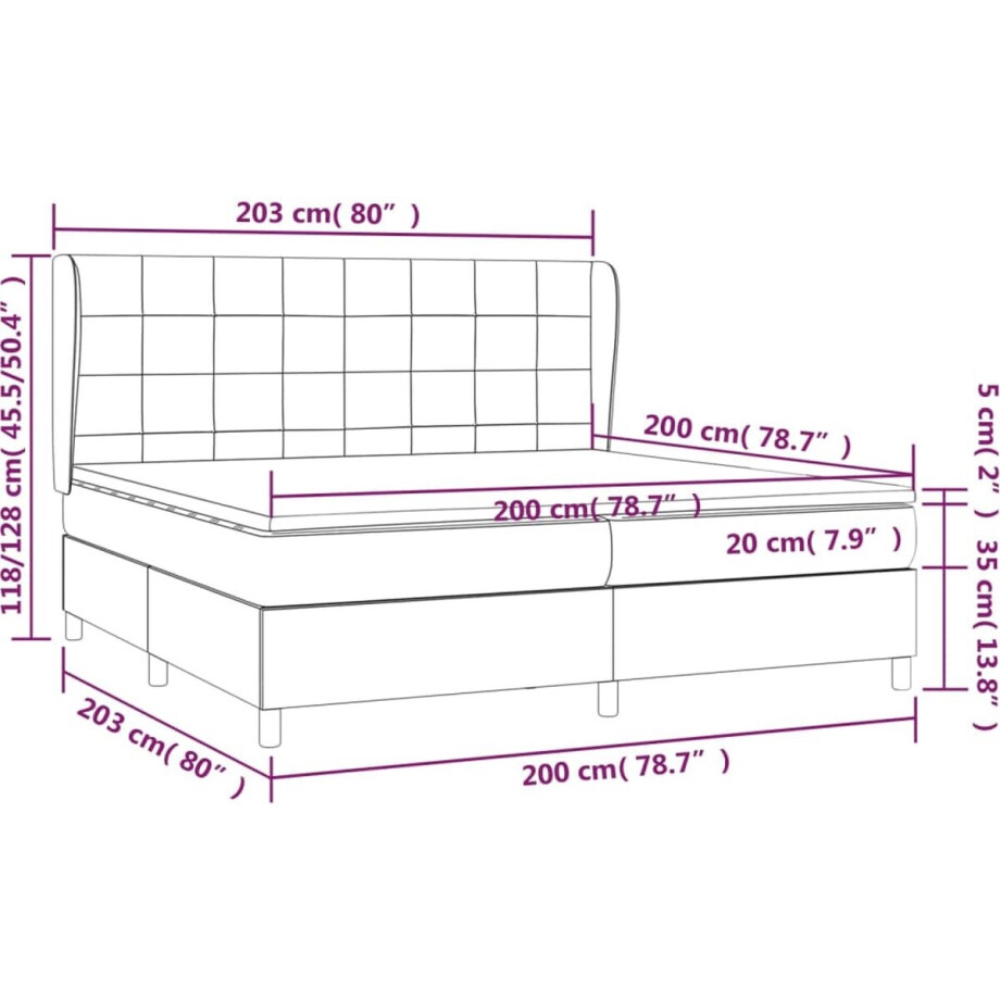 vidaXL - Boxspring - met - matras - stof - donkergrijs - 200x200 - cm afbeelding 1