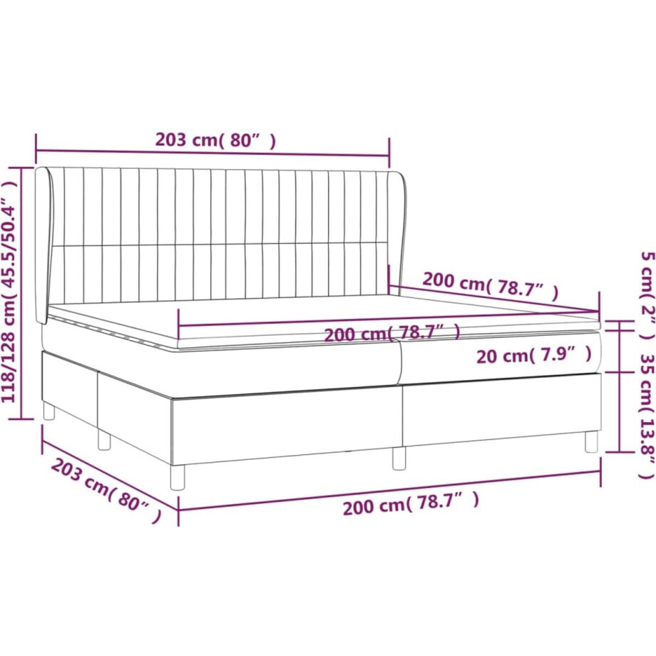vidaXL - Boxspring - met - matras - stof - donkergrijs - 200x200 - cm vidaXL - Boxspring - met - matras - stof - donkergrijs - 200x200 - cm afbeelding 1