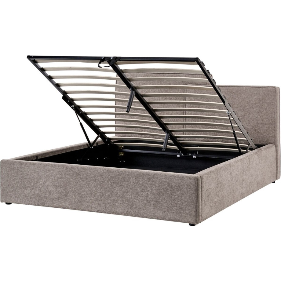 BELIANI LAGARDE - Bed opbergruimte - Taupe - 160 x 200 cm - Polyester BELIANI LAGARDE - Bed opbergruimte - Taupe - 160 x 200 cm - Polyester afbeelding 1