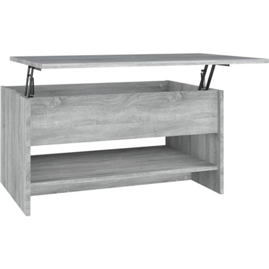 vidaXL - Salontafel - 80x50x40 - cm - bewerkt - hout - grijs - sonoma - eiken vidaXL - Salontafel - 80x50x40 - cm - bewerkt - hout - grijs - sonoma - eiken afbeelding 1