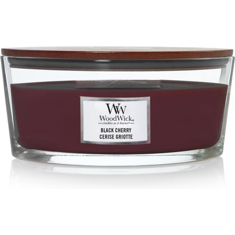 WoodWick Heartwick Flame Ellipse Geurkaars - Black Cherry - 50 branduren WoodWick Heartwick Flame Ellipse Geurkaars - Black Cherry - 50 branduren afbeelding 1