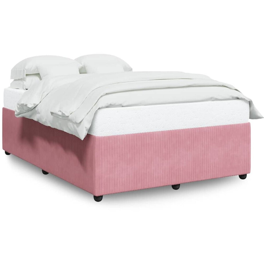 vidaXL - Bedframe - fluweel - roze - 140x200 - cm afbeelding 1