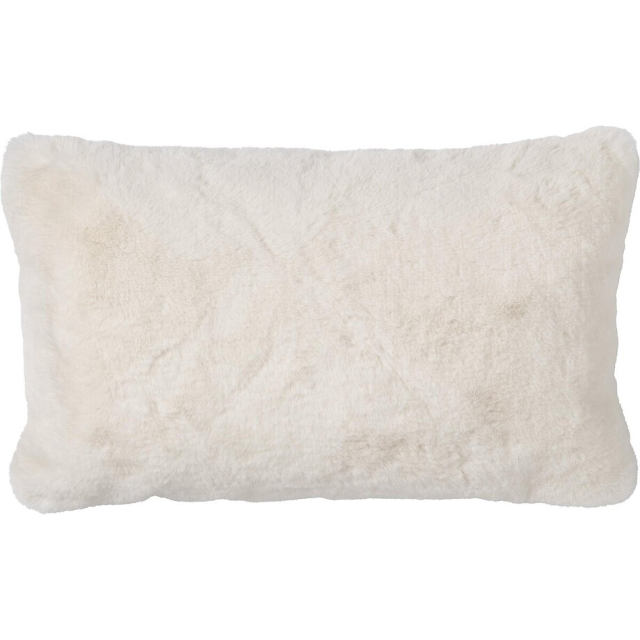 Dutch Decor ZAYA - sierkussen 30x50 cm - bontlook - Snow White - wit - Inclusief binnenkussen - Luxe kussens voor woonkamer & bank afbeelding 1