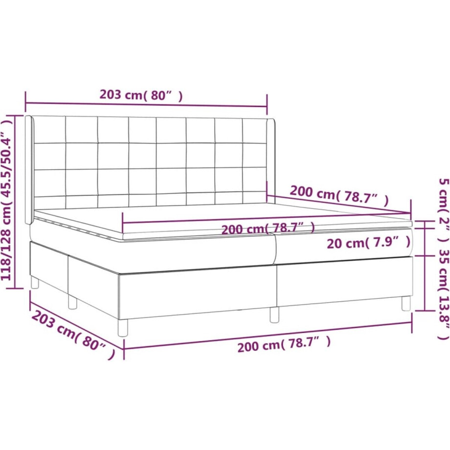 vidaXL - Boxspring - met - matras - stof - donkergrijs - 200x200 - cm afbeelding 1