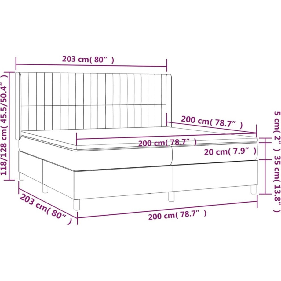 vidaXL - Boxspring - met - matras - stof - zwart - 200x200 - cm afbeelding 1