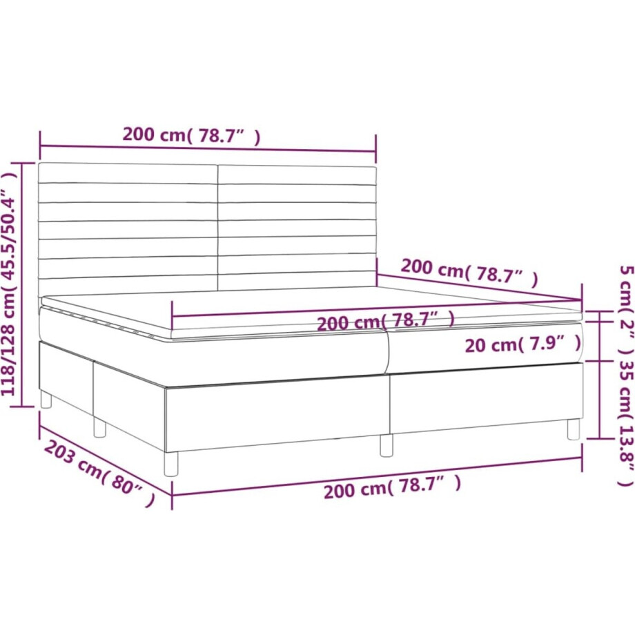 vidaXL - Boxspring - met - matras - stof - donkerbruin - 200x200 - cm afbeelding 1