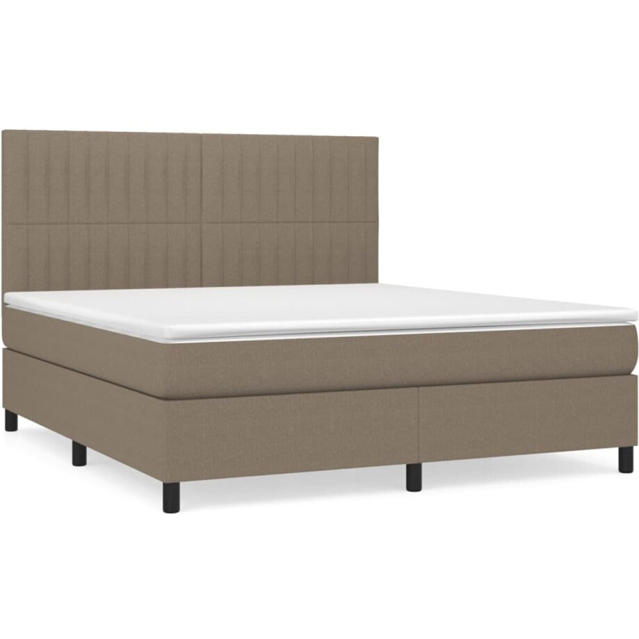 vidaXL - Boxspring - met - matras - stof - taupe - 180x200 - cm afbeelding 1