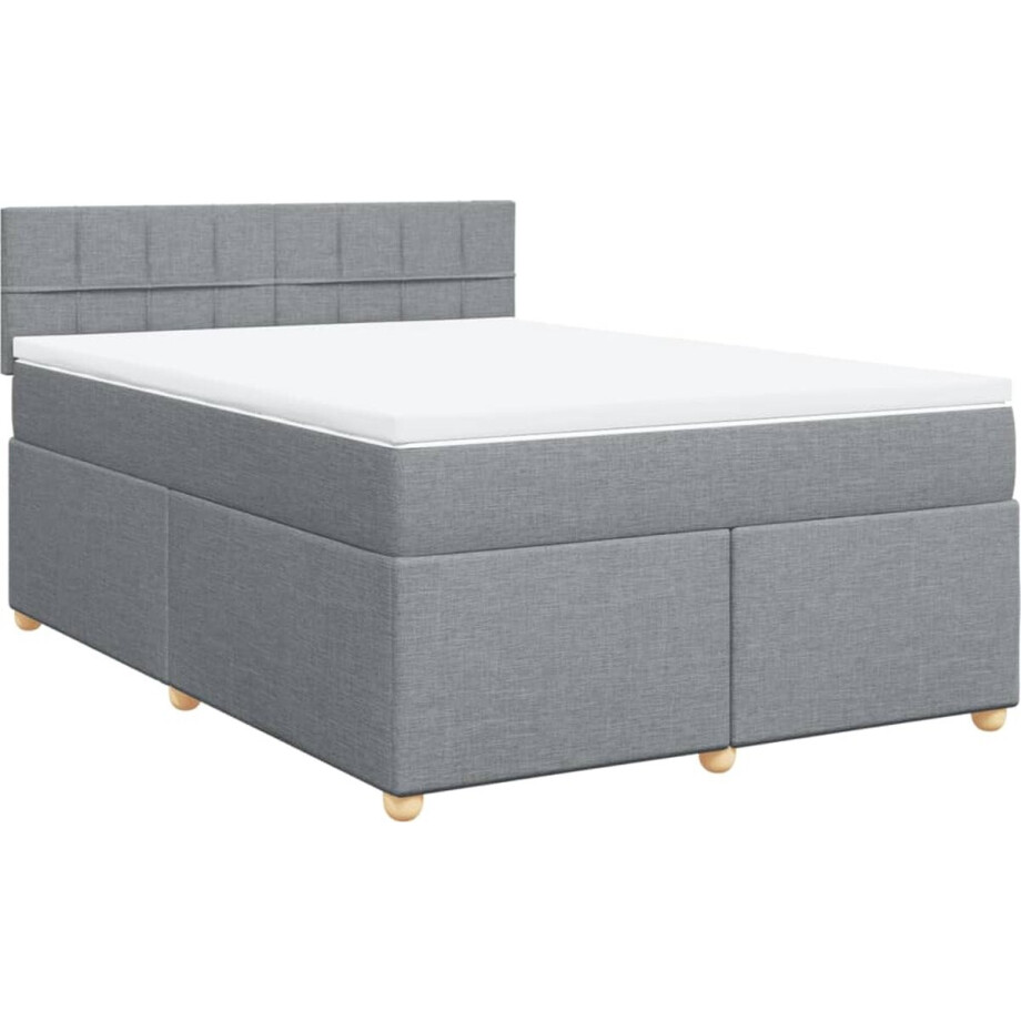 vidaXL - Boxspring - met - matras - stof - lichtgrijs - 160x200 - cm vidaXL - Boxspring - met - matras - stof - lichtgrijs - 160x200 - cm afbeelding 1