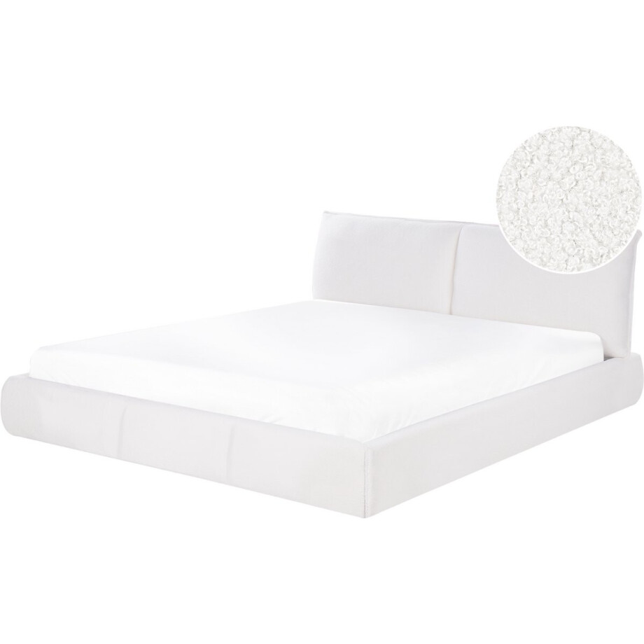 VINAY - Tweepersoonsbed - Wit - 180 x 200 cm - Bouclé VINAY - Tweepersoonsbed - Wit - 180 x 200 cm - Bouclé afbeelding 1