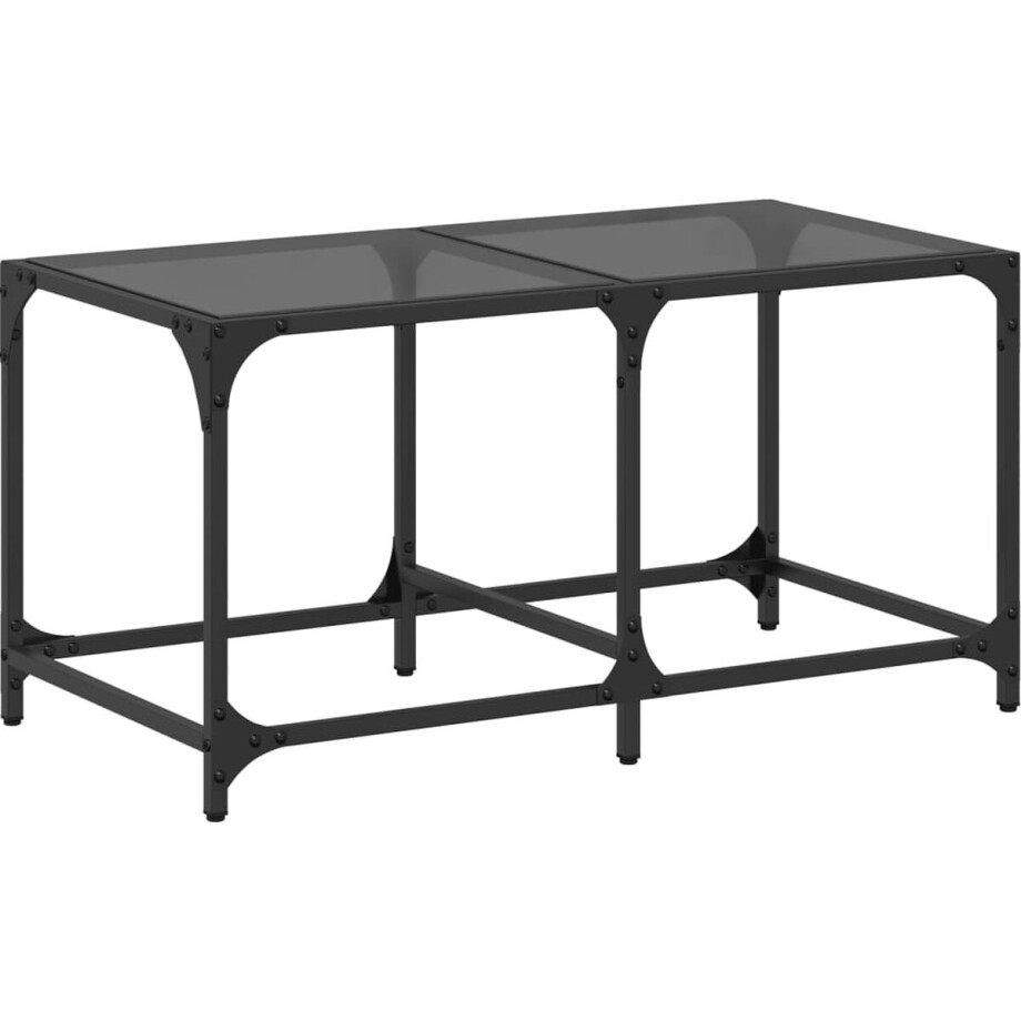vidaXL - Salontafel - met - zwart - glazen - blad - 78,5x40x40 - cm - staal afbeelding 1