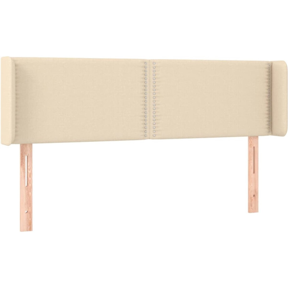 vidaXL - Hoofdbord - met - randen - 147x16x78/88 - cm - stof - crèmekleurig vidaXL - Hoofdbord - met - randen - 147x16x78/88 - cm - stof - crèmekleurig afbeelding 1