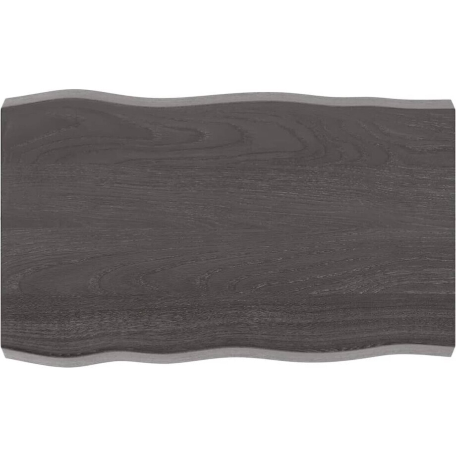 vidaXL - Tafelblad - natuurlijke - rand - 80x50x(2-6) - cm - eikenhout - donkerbruin afbeelding 1
