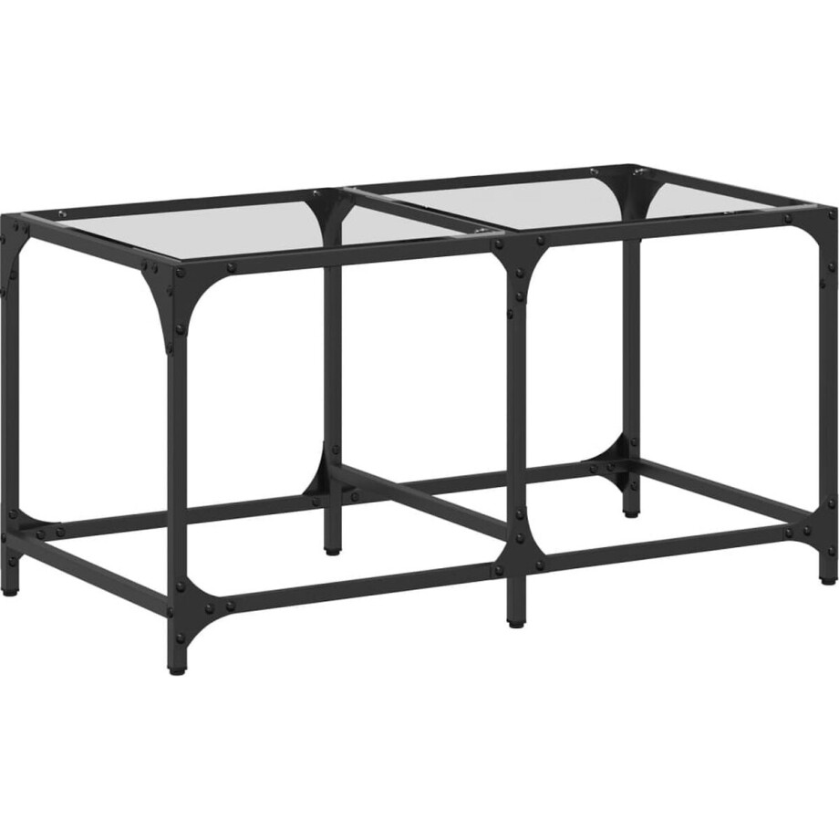 vidaXL - Salontafel - met - transparant - glazen - blad - 78,5x40x40 - cm - staal vidaXL - Salontafel - met - transparant - glazen - blad - 78,5x40x40 - cm - staal afbeelding 1