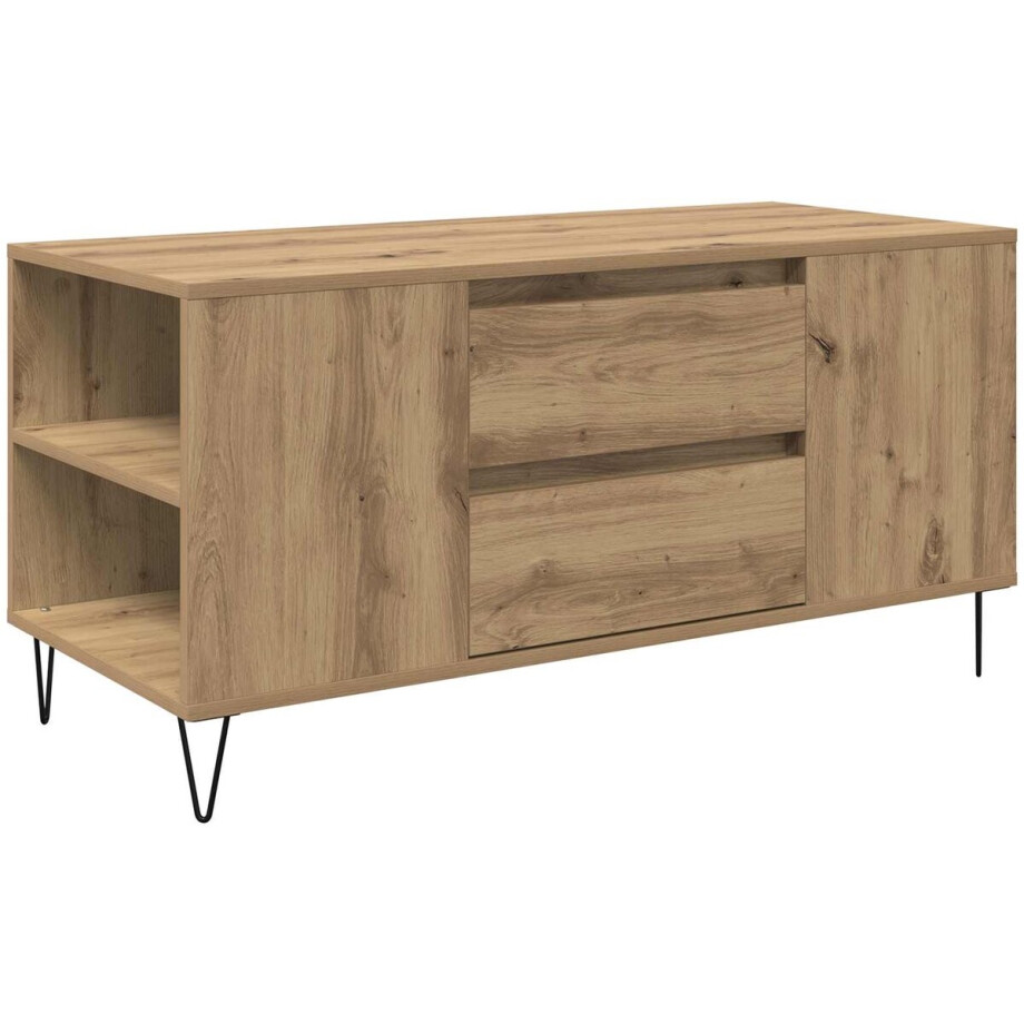 vidaXL - Salontafel - Artisan - Eiken - 102 - x - 44,5 - x - 50 - cm - Bewerkt - hout vidaXL - Salontafel - Artisan - Eiken - 102 - x - 44,5 - x - 50 - cm - Bewerkt - hout afbeelding 1
