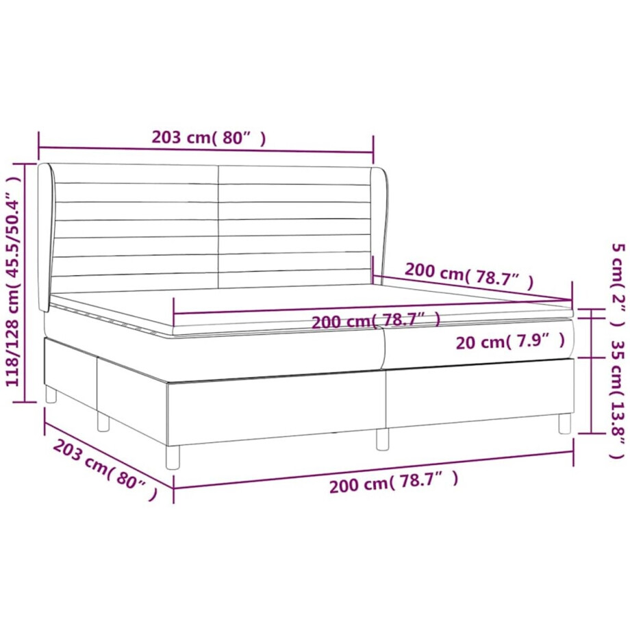 vidaXL - Boxspring - met - matras - stof - taupe - 200x200 - cm vidaXL - Boxspring - met - matras - stof - taupe - 200x200 - cm afbeelding 1
