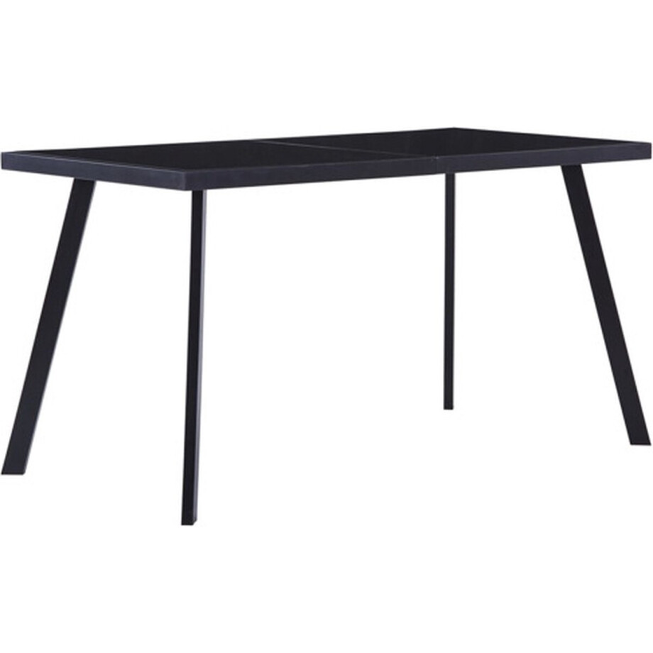vidaXL - Eettafel - 140x70x75 - cm - gehard - glas - zwart afbeelding 1