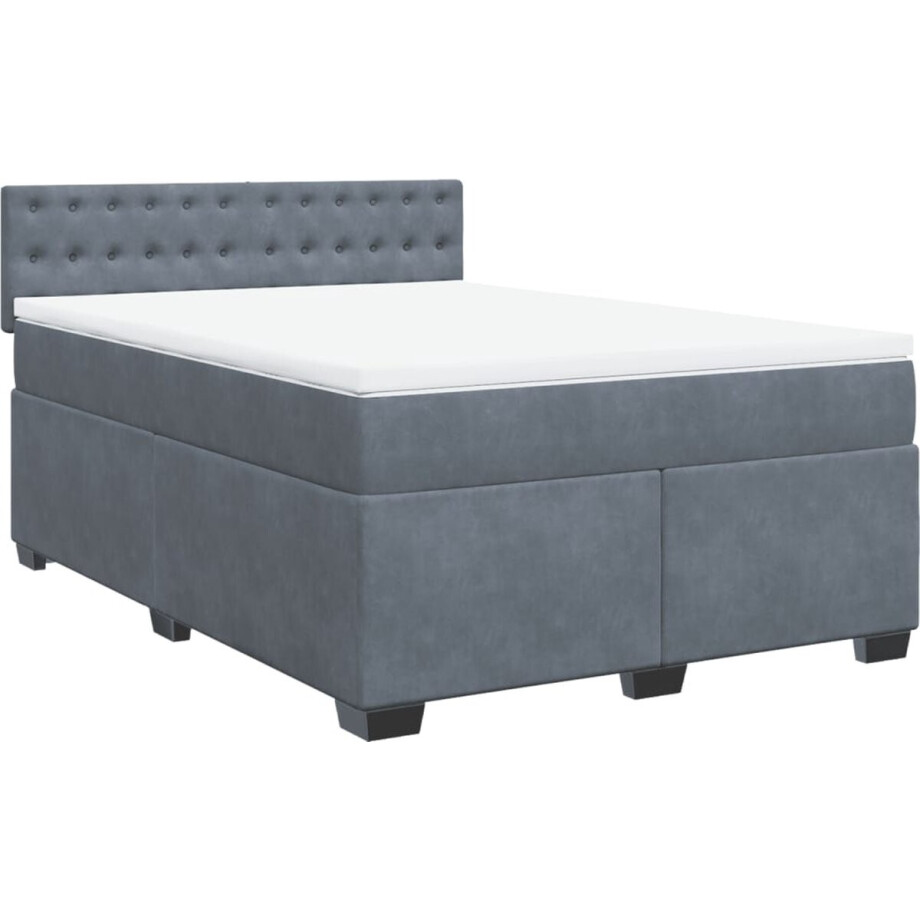 vidaXL - Boxspring - met - matras - fluweel - donkergrijs - 160x200 - cm afbeelding 1