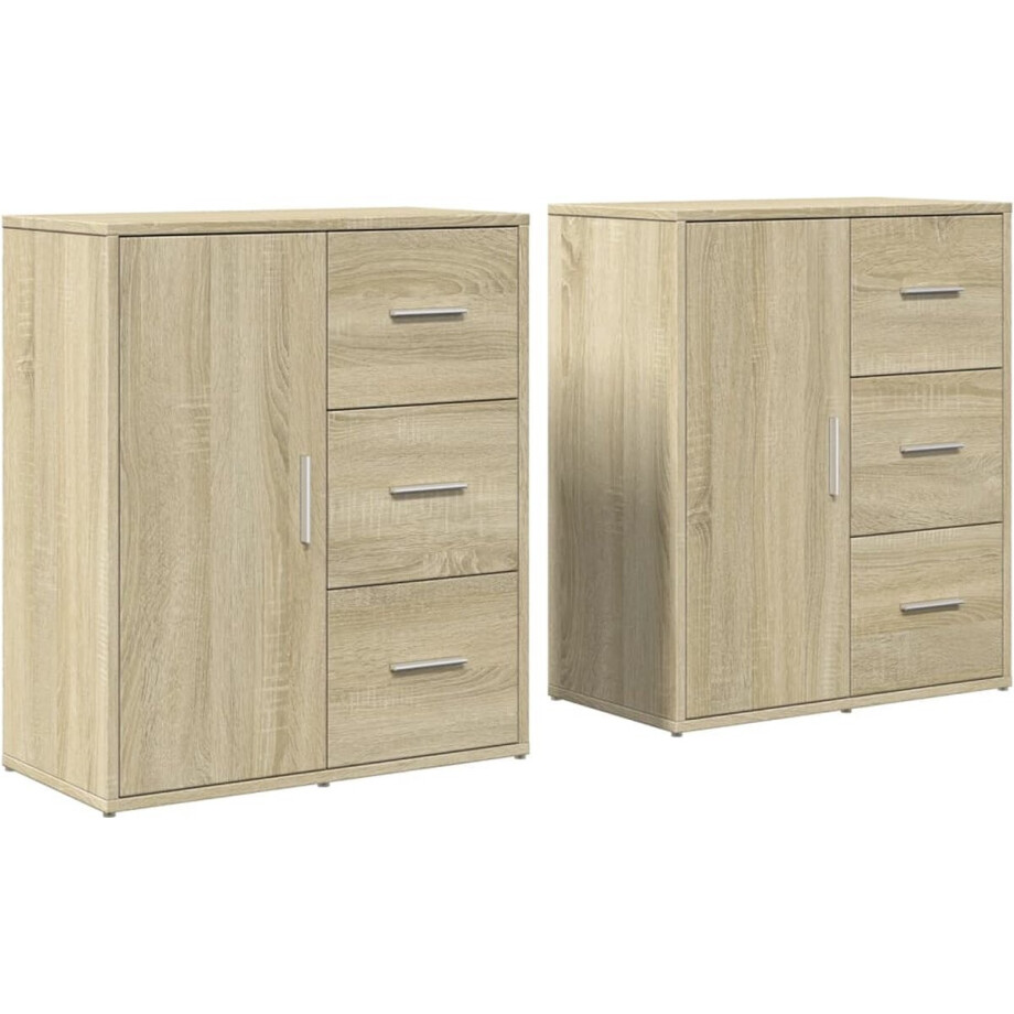 vidaXL - Dressoirs - 2 - st - 60x31x70 - cm - bewerkt - hout - sonoma - eikenkleurig afbeelding 1