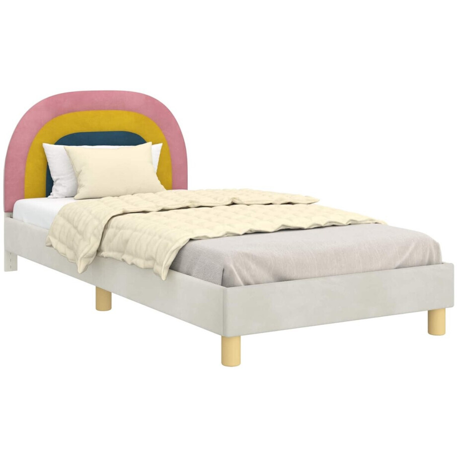 vidaXL - Kinderen - bedframe - met - hoofdboard - Crèmekleurig - 90 - x - 190 - cm vidaXL - Kinderen - bedframe - met - hoofdboard - Crèmekleurig - 90 - x - 190 - cm afbeelding 1