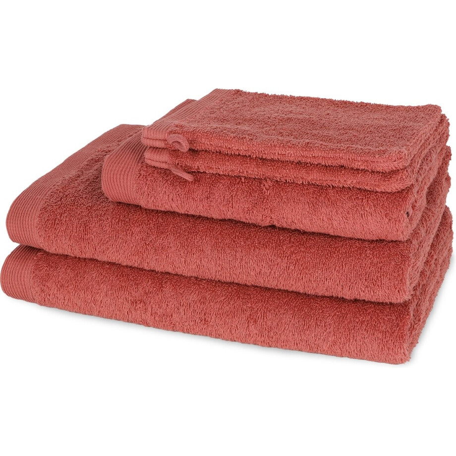 Casilin Handdoeken Set - Como - 2 douchelakens (70x140cm) + 1 handdoek (50 x 100cm) + 2 washandjes - Brick Red afbeelding 1