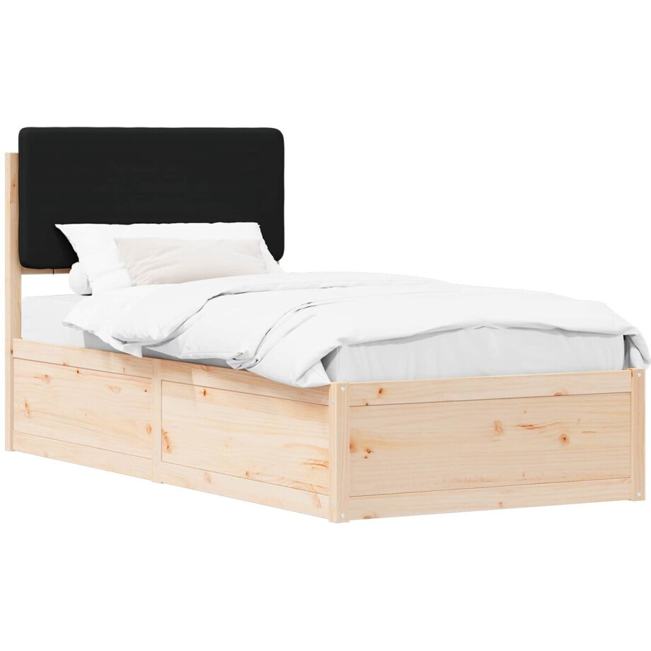 vidaXL - Bedframe - met - Gevoerde - Hoofdbord - Zwart - 100 - x - 200 - cm afbeelding 1
