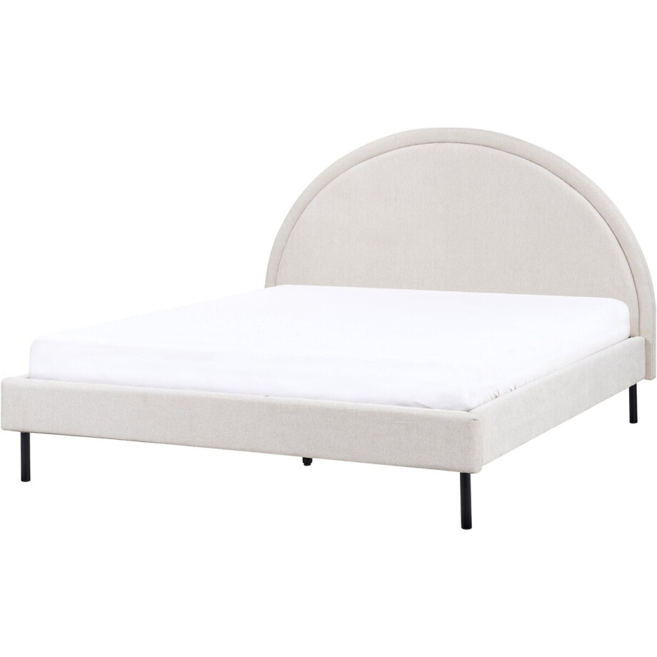 BELIANI MARGUT - Bed - Lichtbeige - 160 x 200 cm - Polyester BELIANI MARGUT - Bed - Lichtbeige - 160 x 200 cm - Polyester afbeelding 1