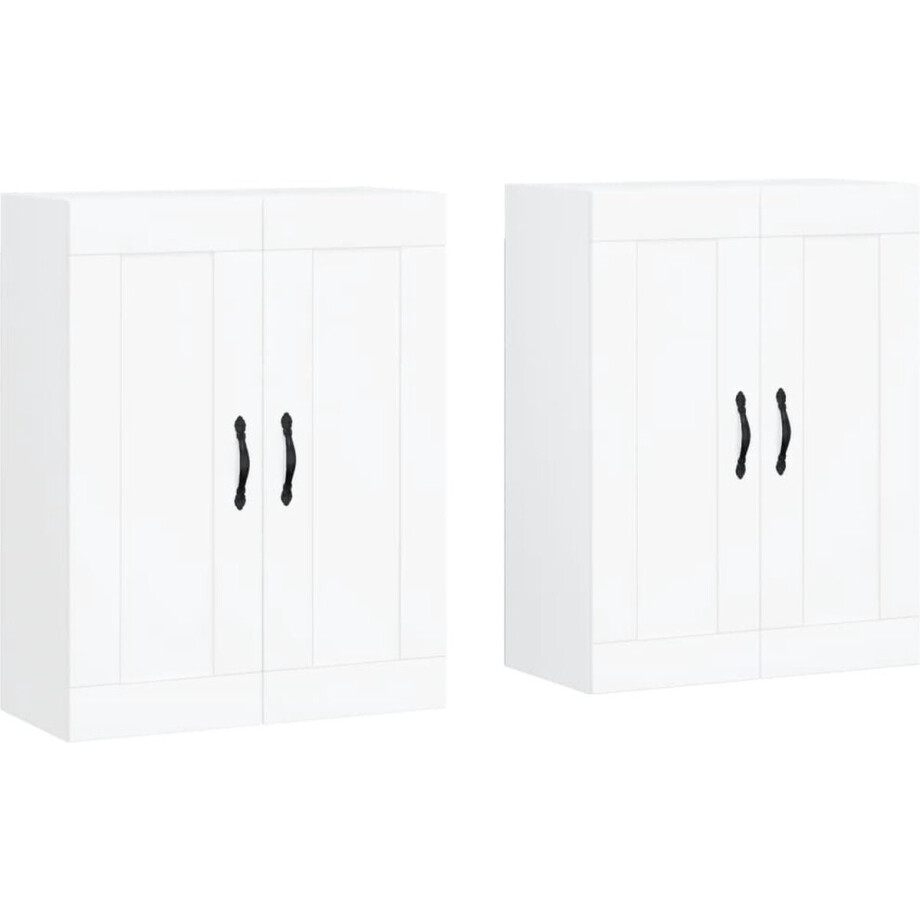 vidaXL - Hangkasten - 2 - st - bewerkt - hout - wit afbeelding 1