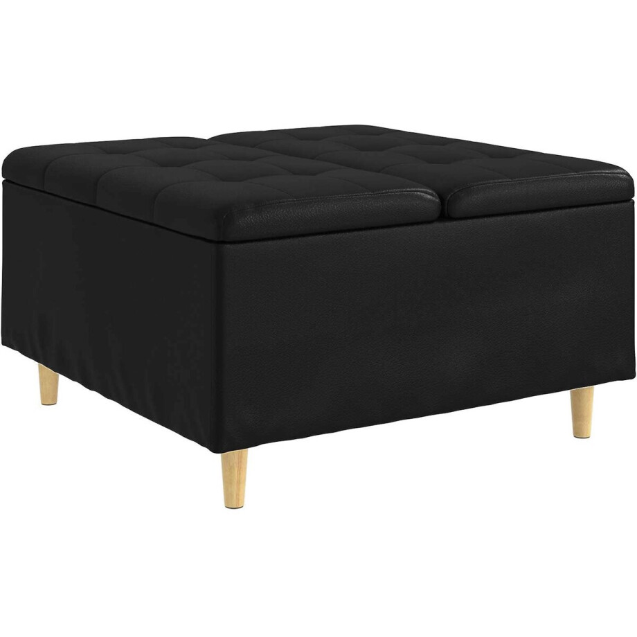 vidaXL - Opslagottoman - met - kussen - Zwart - 80 - x - 80 - x - 45 - cm - Kunstleer vidaXL - Opslagottoman - met - kussen - Zwart - 80 - x - 80 - x - 45 - cm - Kunstleer afbeelding 1