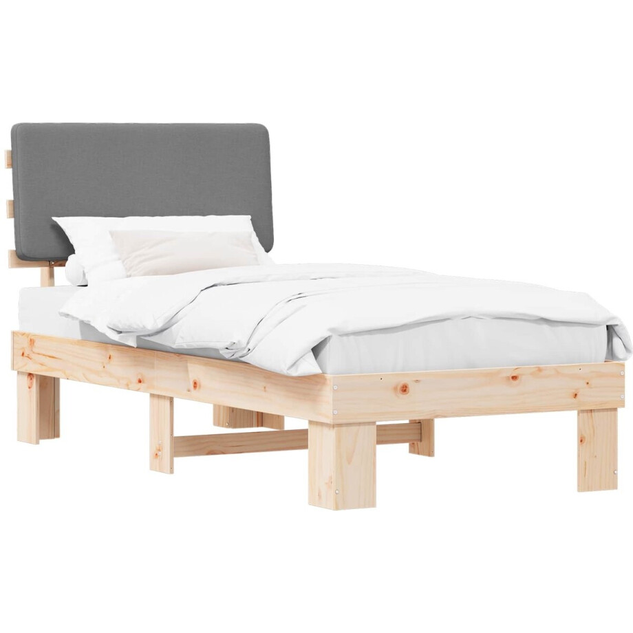 vidaXL - Bedframe - met - Gevoerde - Hoofdbord - Lichtgrijs - 100 - x - 200 - cm afbeelding 1