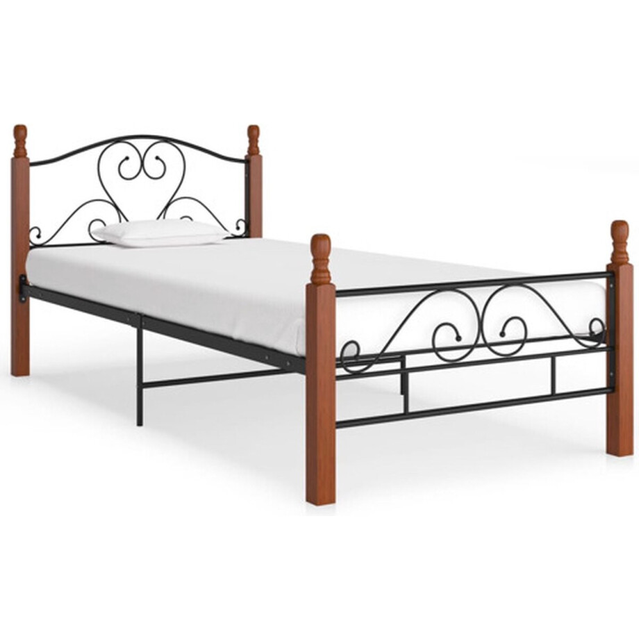 vidaXL - Bedframe - metaal - zwart - 90x200 - cm afbeelding 1