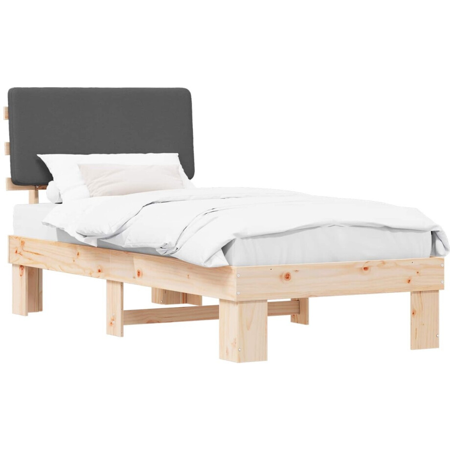 vidaXL - Bedframe - met - Gevoerde - Hoofdbord - Donkergrijs - 75 - x - 190 - cm afbeelding 1